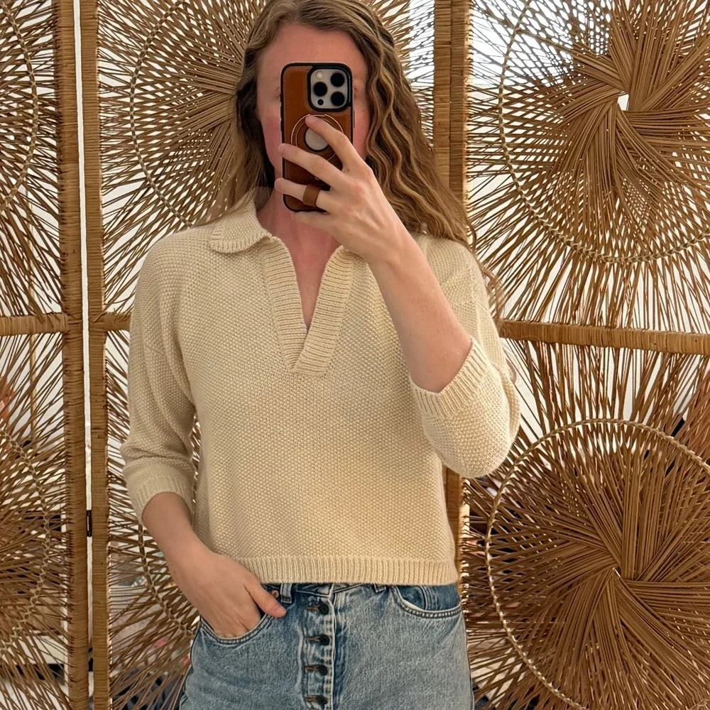 First Rite Cream Knit Collared Sweater - Picture 4 of 4